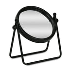Black Metal Round Framed Adjustable Makeup Shaving Tabletop Mirror - 10-inch