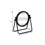 Black Metal Round Framed Adjustable Makeup Shaving Tabletop Mirror - 10-inch