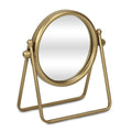 Gold Metal Round Tilting Framed Makeup Shaving Tabletop Mirror - 10-inch