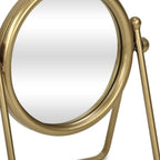 Gold Metal Round Tilting Framed Makeup Shaving Tabletop Mirror - 10-inch