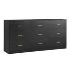 Black Wood Nine Drawer Triple Dresser - 63-inch