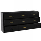 Black Wood Nine Drawer Triple Dresser - 63-inch