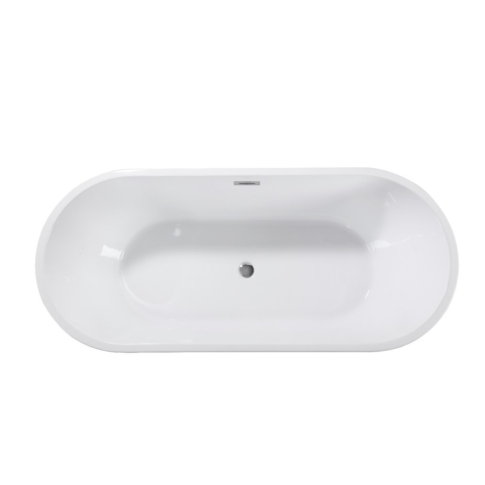 White Acrylic Oval Bath Tub - 55-inch
