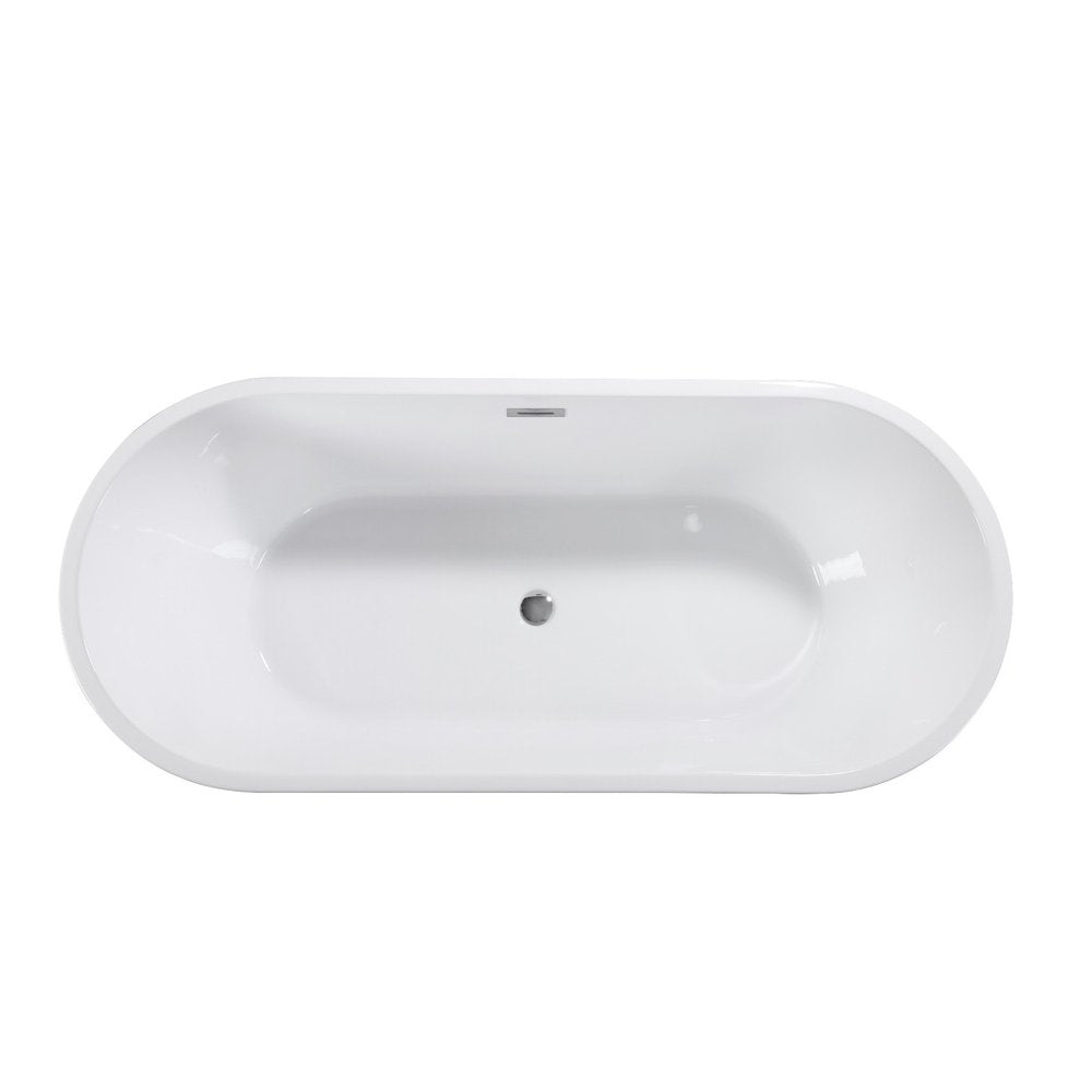 White Acrylic Oval Bath Tub - 67-inch