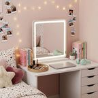 Lighted Freestanding Frameless Makeup Shaving Tabletop Mirror with USB - 22-inch