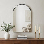Black Metal Arch Framed Accent Mirror - 30-inch