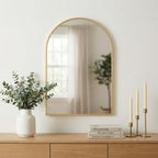 Gold Metal Arch Framed Accent Mirror - 35-inch