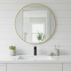 Gold Metal Round Framed Bathroom Vanity Mirror - 20-inch