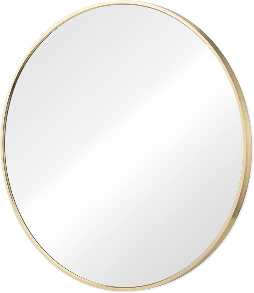 Gold Metal Round Framed Bathroom Vanity Mirror - 20-inch