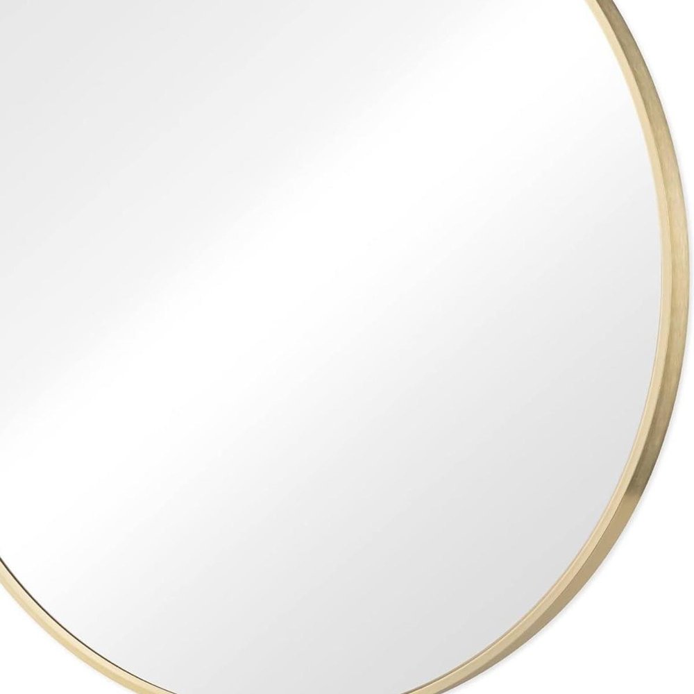 Gold Metal Round Framed Bathroom Vanity Mirror - 20-inch