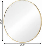 Gold Metal Round Framed Bathroom Vanity Mirror - 20-inch