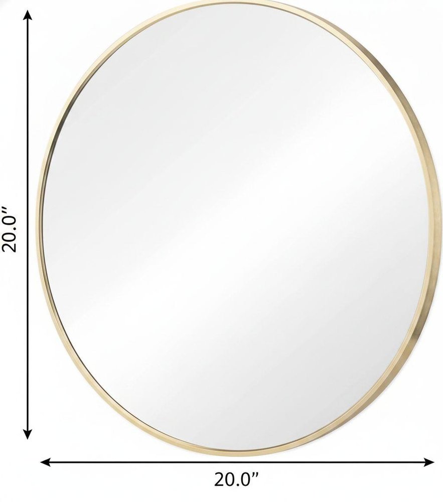 Gold Metal Round Framed Bathroom Vanity Mirror - 20-inch