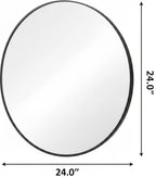 Black Metal Round Framed Bathroom Vanity Mirror - 24-inch