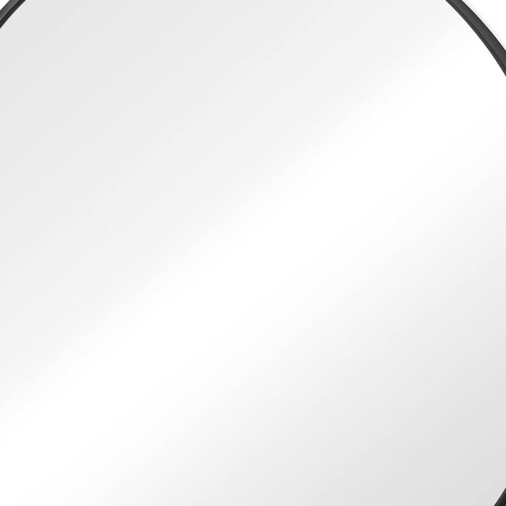 Black Metal Round Framed Bathroom Vanity Mirror - 24-inch