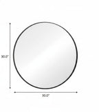 Black Metal Round Framed Bathroom Vanity Mirror - 30-inch