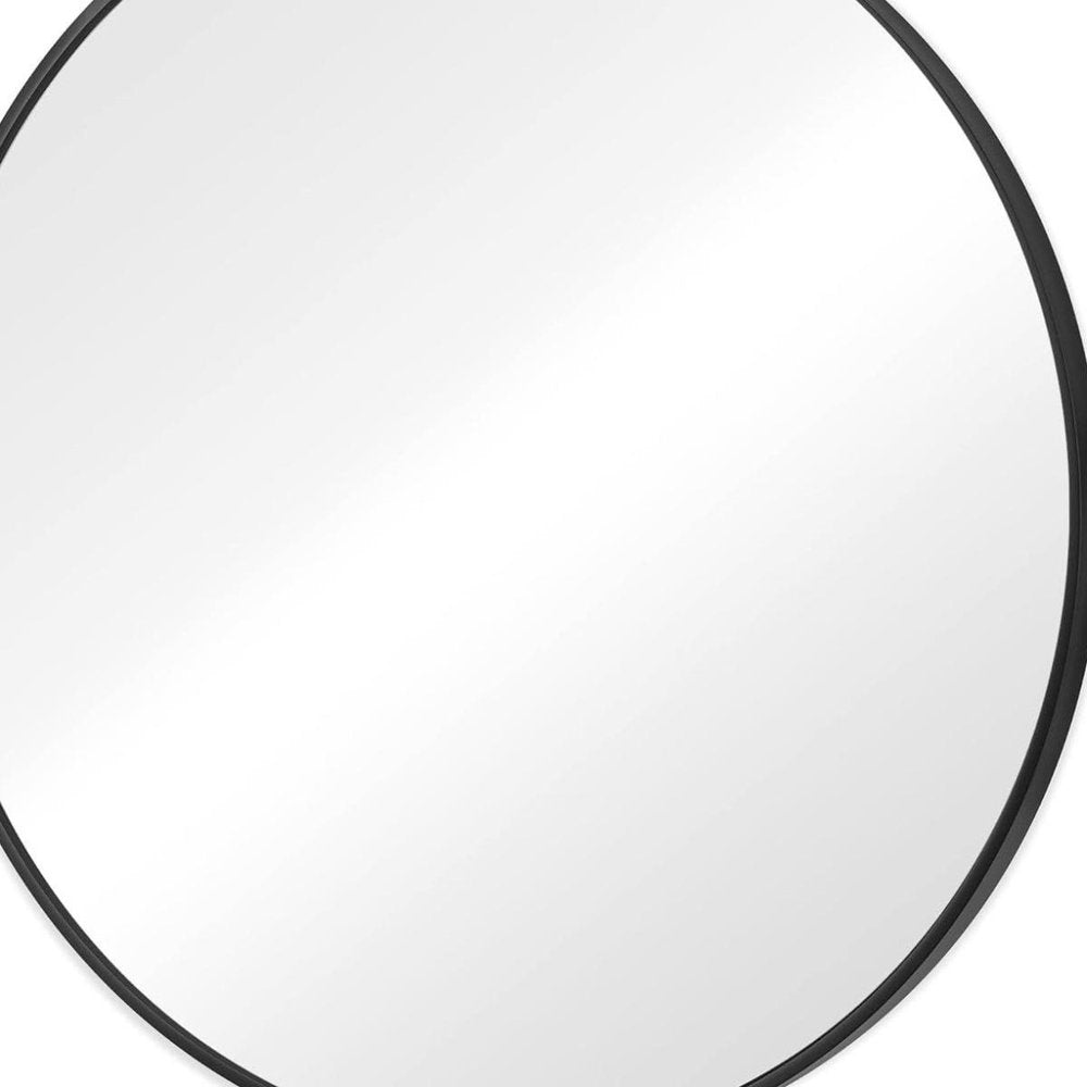 Black Metal Round Framed Bathroom Vanity Mirror - 30-inch