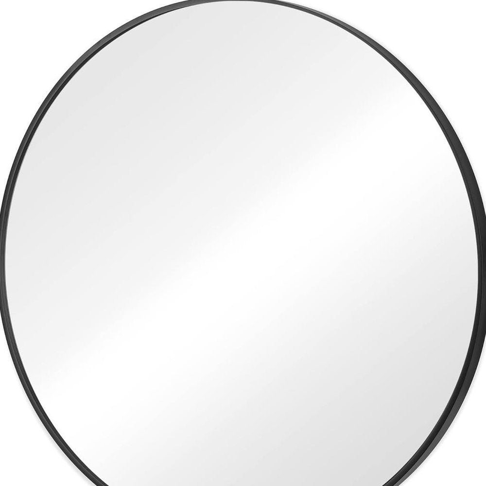 Black Metal Round Framed Bathroom Vanity Mirror - 30-inch