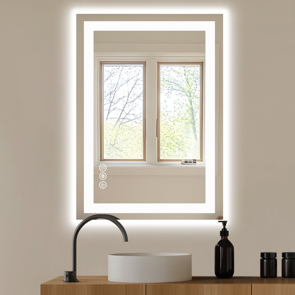 Lighted Frameless Bathroom Vanity Mirror - 32-inch