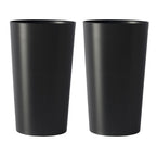 Set of Two Black Heavy Duty Plastic Cylindrical Planter Pots
