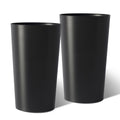 Set of Two Black Heavy Duty Plastic Cylindrical Planter Pots