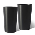 Set of Two Black Heavy Duty Plastic Cylindrical Planter Pots