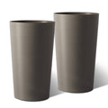 Set of Two Brown Heavy Duty Plastic Cylindrical Planter Pots
