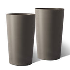 Set of Two Brown Heavy Duty Plastic Cylindrical Planter Pots