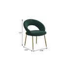 Green and Gold Boucle and Metal Curved Back Dining Side Chair