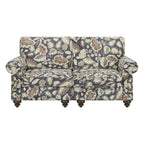 Sage Navy Blue and Brown Floral Loveseat - 56-inch