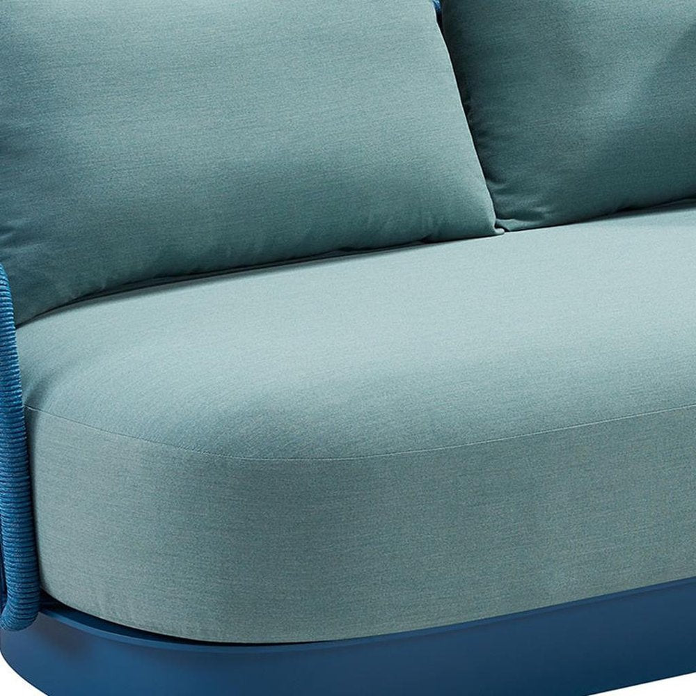 Green Metal Patio Sofa with Toss Pillows - 73-inch