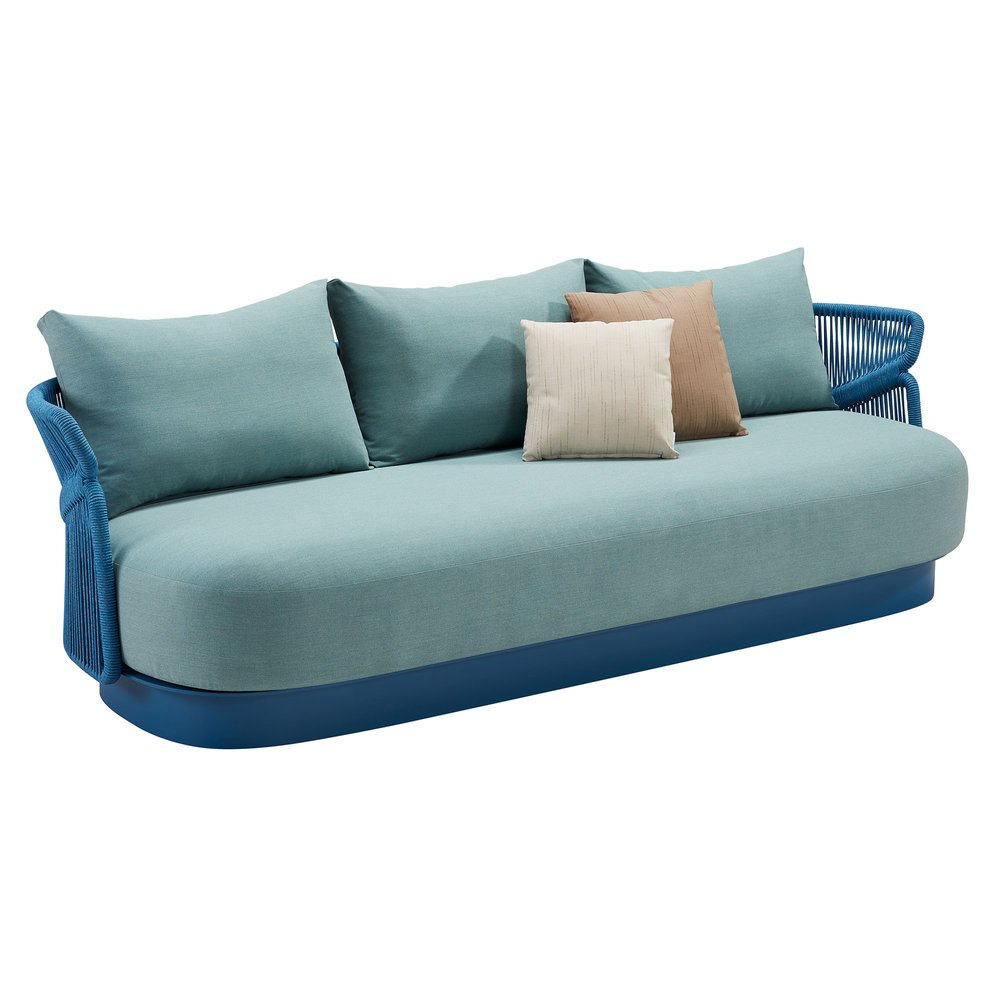 Green Metal Patio Sofa with Toss Pillows - 73-inch