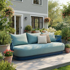 Green Metal Patio Sofa with Toss Pillows - 73-inch