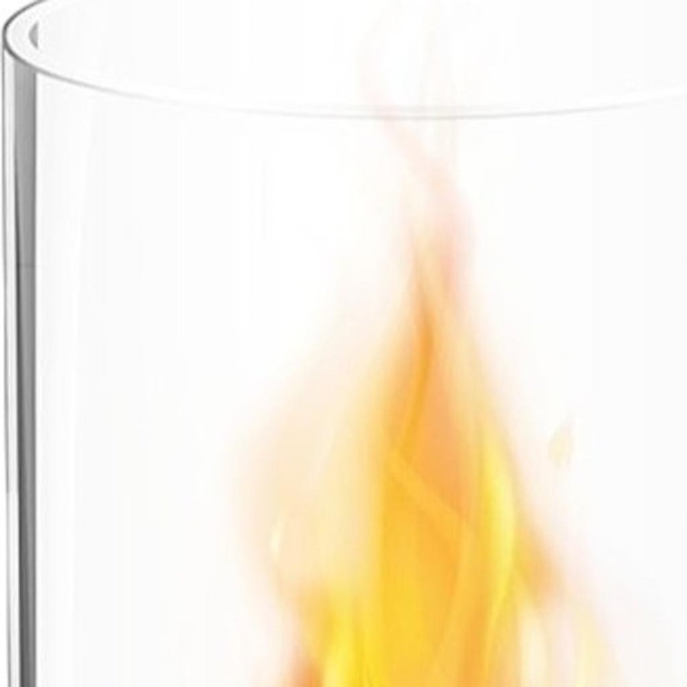 Black and Clear Metal and Glass Bioethanol Portable Tabletop Firepit - 12-inch