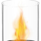 Black and Clear Metal and Glass Bioethanol Portable Tabletop Firepit - 12-inch