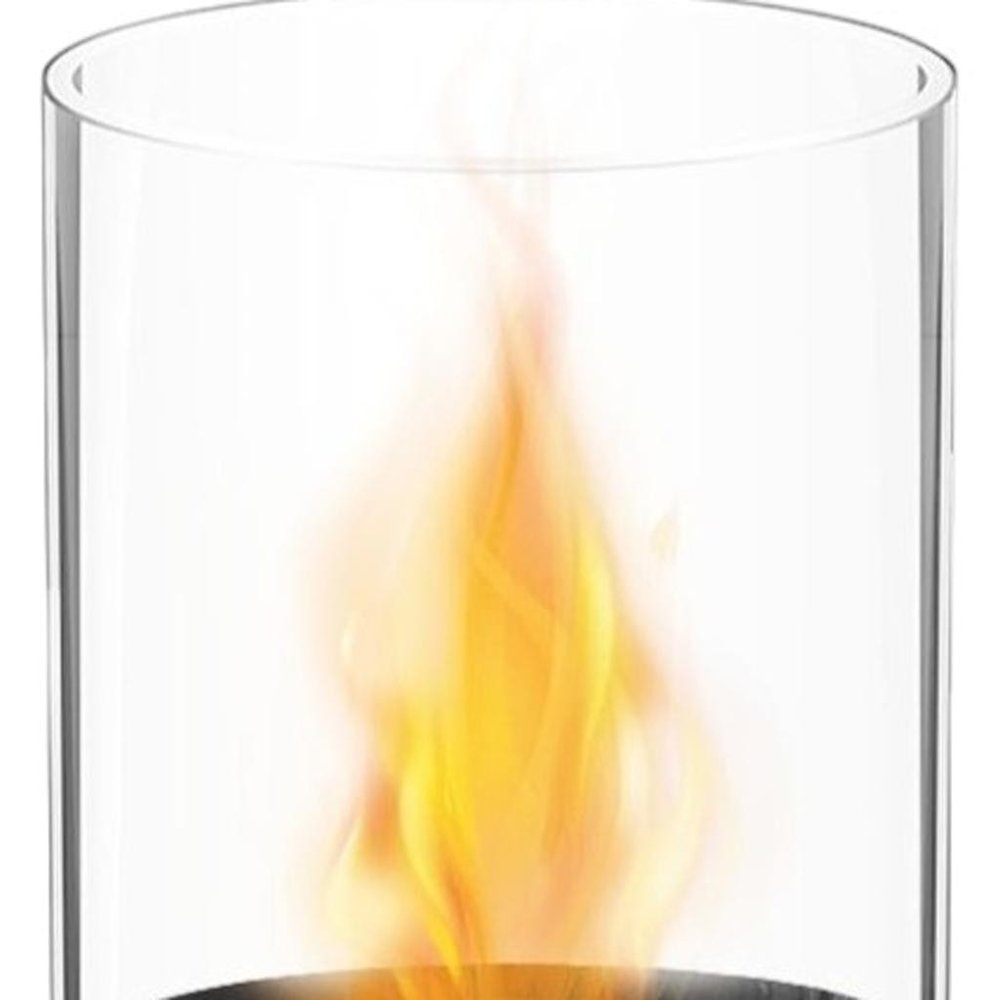 Black and Clear Metal and Glass Bioethanol Portable Tabletop Firepit - 12-inch