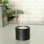 Black and Clear Metal and Glass Bioethanol Portable Tabletop Firepit - 12-inch