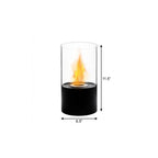 Black and Clear Metal and Glass Bioethanol Portable Tabletop Firepit - 12-inch