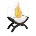 Black and Clear Metal and Glass Bioethanol Portable Tabletop Firepit - 15-inch
