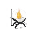 Black and Clear Metal and Glass Bioethanol Portable Tabletop Firepit - 15-inch