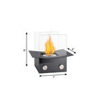Black and Clear Metal and Glass Bioethanol Portable Tabletop Firepit - 8-inch