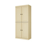 Yellow Solid Wood Four Door Pantry or Storage Closet - 72-inch