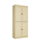 Yellow Solid Wood Four Door Pantry or Storage Closet - 72-inch