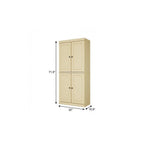 Yellow Solid Wood Four Door Pantry or Storage Closet - 72-inch
