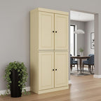 Yellow Solid Wood Four Door Pantry or Storage Closet - 72-inch