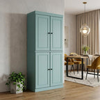 Yellow Solid Wood Four Door Pantry or Storage Closet - 72-inch