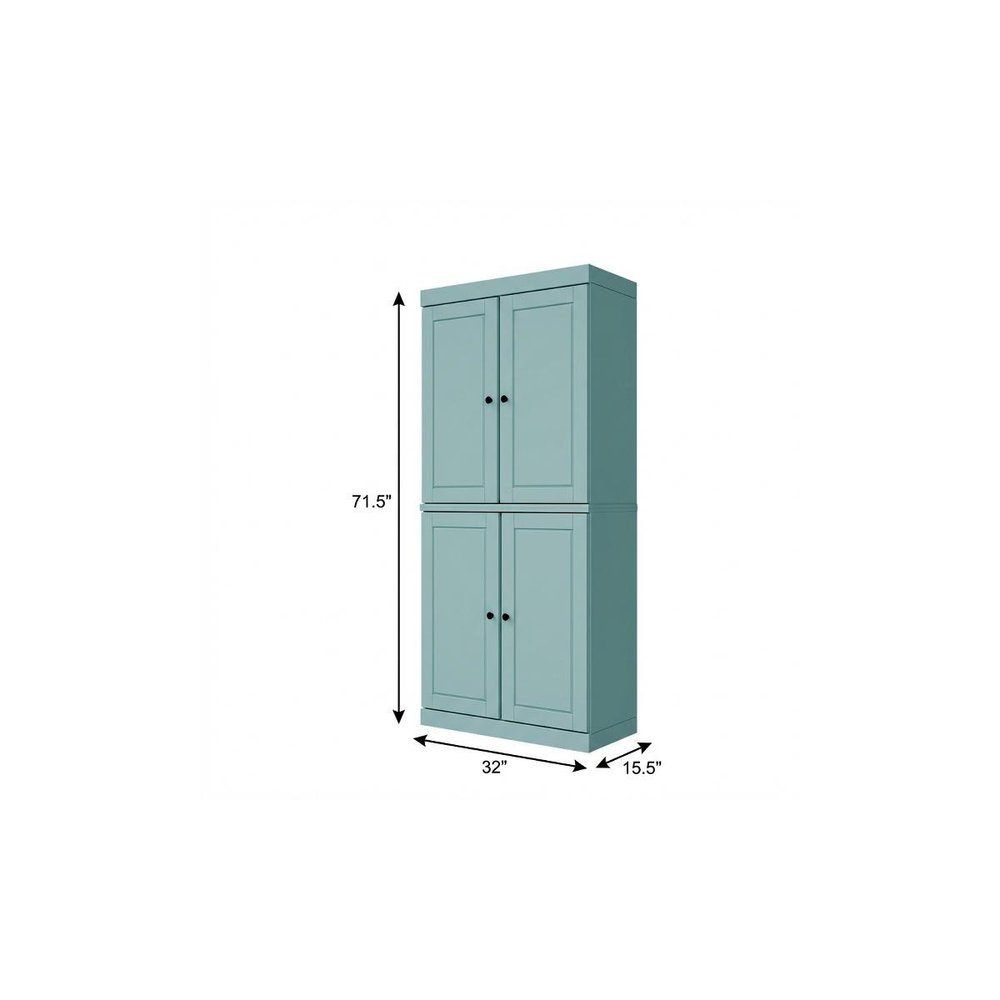 Yellow Solid Wood Four Door Pantry or Storage Closet - 72-inch