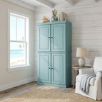 Yellow Solid Wood Four Door Pantry or Storage Closet - 72-inch