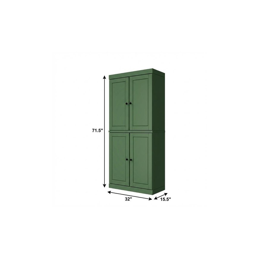 Yellow Solid Wood Four Door Pantry or Storage Closet - 72-inch