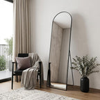 Black Aluminum Arch Freestanding and Wall Mounted Framed Full Length Mirror
