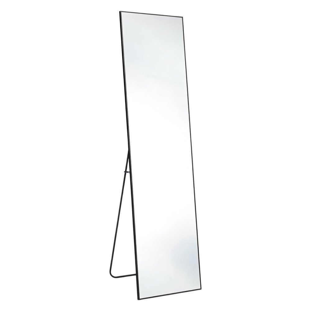 Black Aluminum Freestanding and Wall Mounted Framed Full Length Mirror - 59-inch